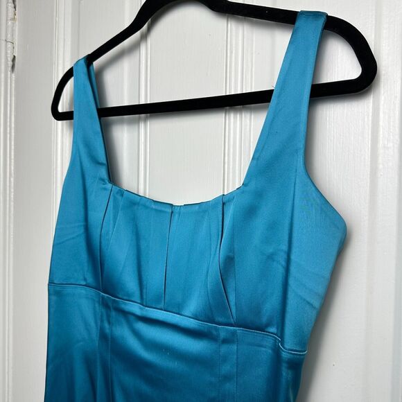 Calvin Klein Dress Womens Medium Blue Pencil Y2K Satin Stretch Prom Homecoming - Picture 2 of 10
